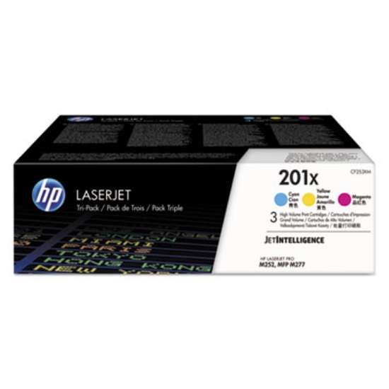 Picture of HP 201X, (CF253X-M) 3-Pack High-Yield Cyan/Magenta/Yellow Original LaserJet Toner Cartridges