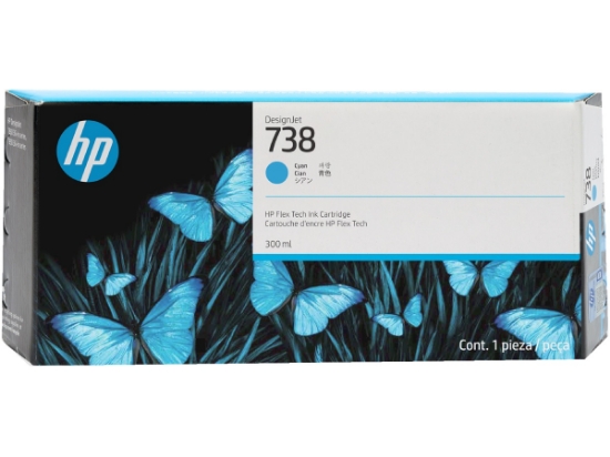 Picture of Genuine HP 676M6A 738 300-ml Cyan Standard Yield DesignJet Ink Cartridge