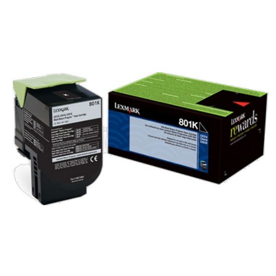 Picture of Genuine Lexmark 80C00KG Black Standard Yield Return Program Toner Cartridge