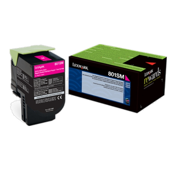 Picture of Genuine Lexmark 80C0SMG Magenta TAA Standard Yield Return Program Toner Cartridge