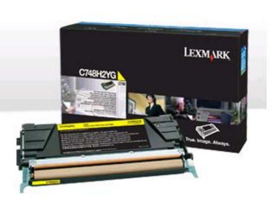 Picture of Genuine Lexmark C748H2YG Yellow High Yield Toner Cartridge