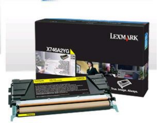 Picture of Genuine Lexmark X746A2YG Yellow Standard Yield Toner Cartridge